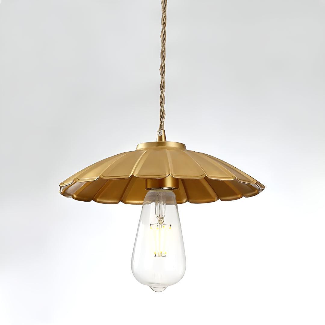 Vintage Styled Hanging Pendant Ceiling Light Fixture With Scalloped Shades
