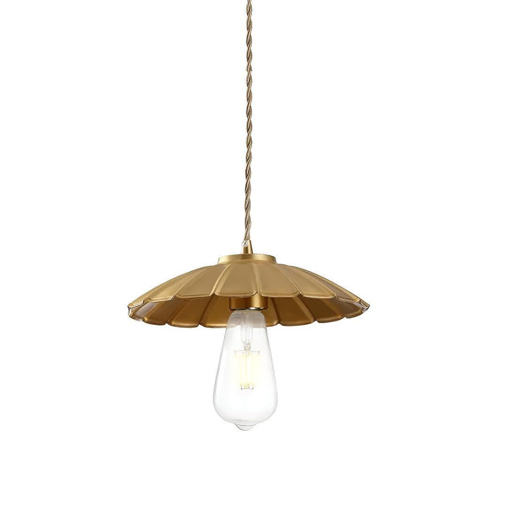 Vintage Styled Hanging Pendant Ceiling Light Fixture With Scalloped Shades