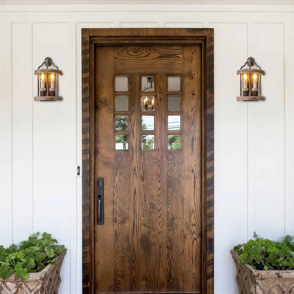 Vintage Wall Light Sconce With Dual Candle Lantern Design