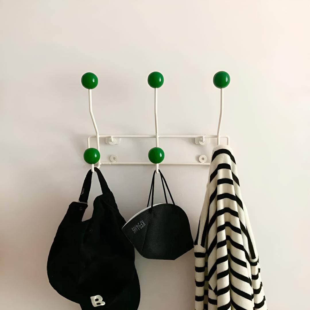 Vintage Wall Mounted Coat Rack With Mid Century Spherical Hanger Hooks