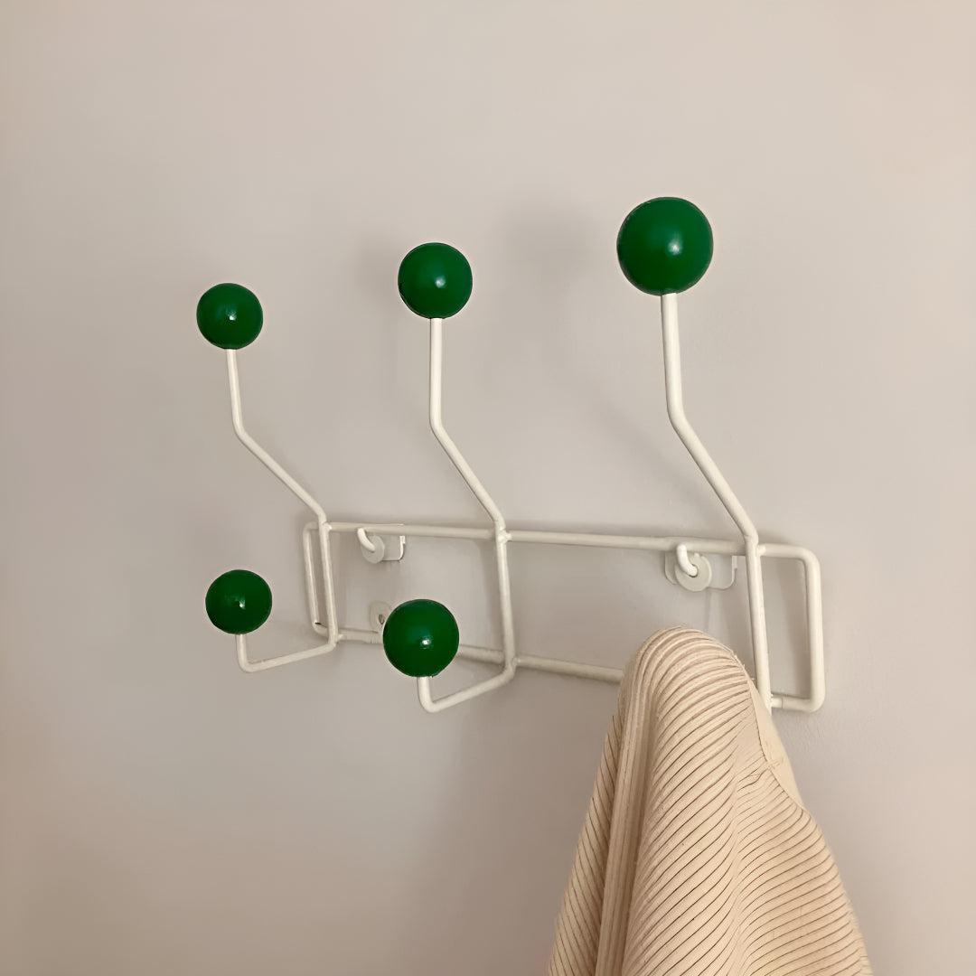 Vintage Wall Mounted Coat Rack With Mid Century Spherical Hanger Hooks