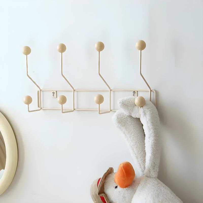 Vintage Wall Mounted Coat Rack With Mid Century Spherical Hanger Hooks