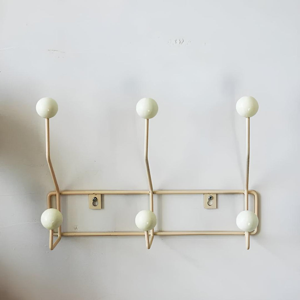 Vintage Wall Mounted Coat Rack With Mid Century Spherical Hanger Hooks