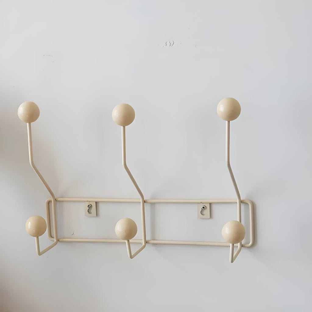 Vintage Wall Mounted Coat Rack With Mid Century Spherical Hanger Hooks