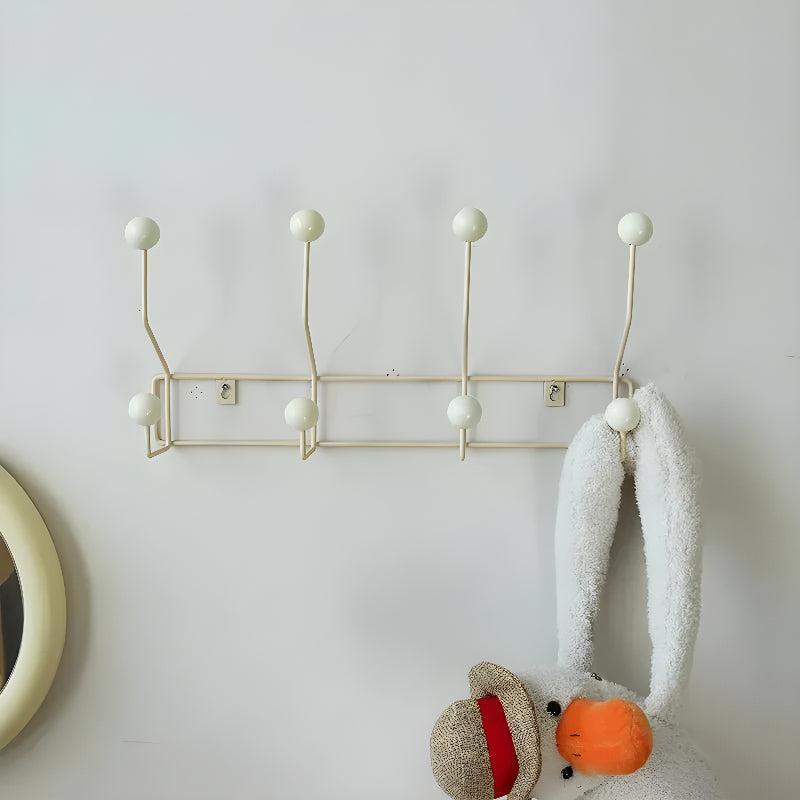 Vintage Wall Mounted Coat Rack With Mid Century Spherical Hanger Hooks