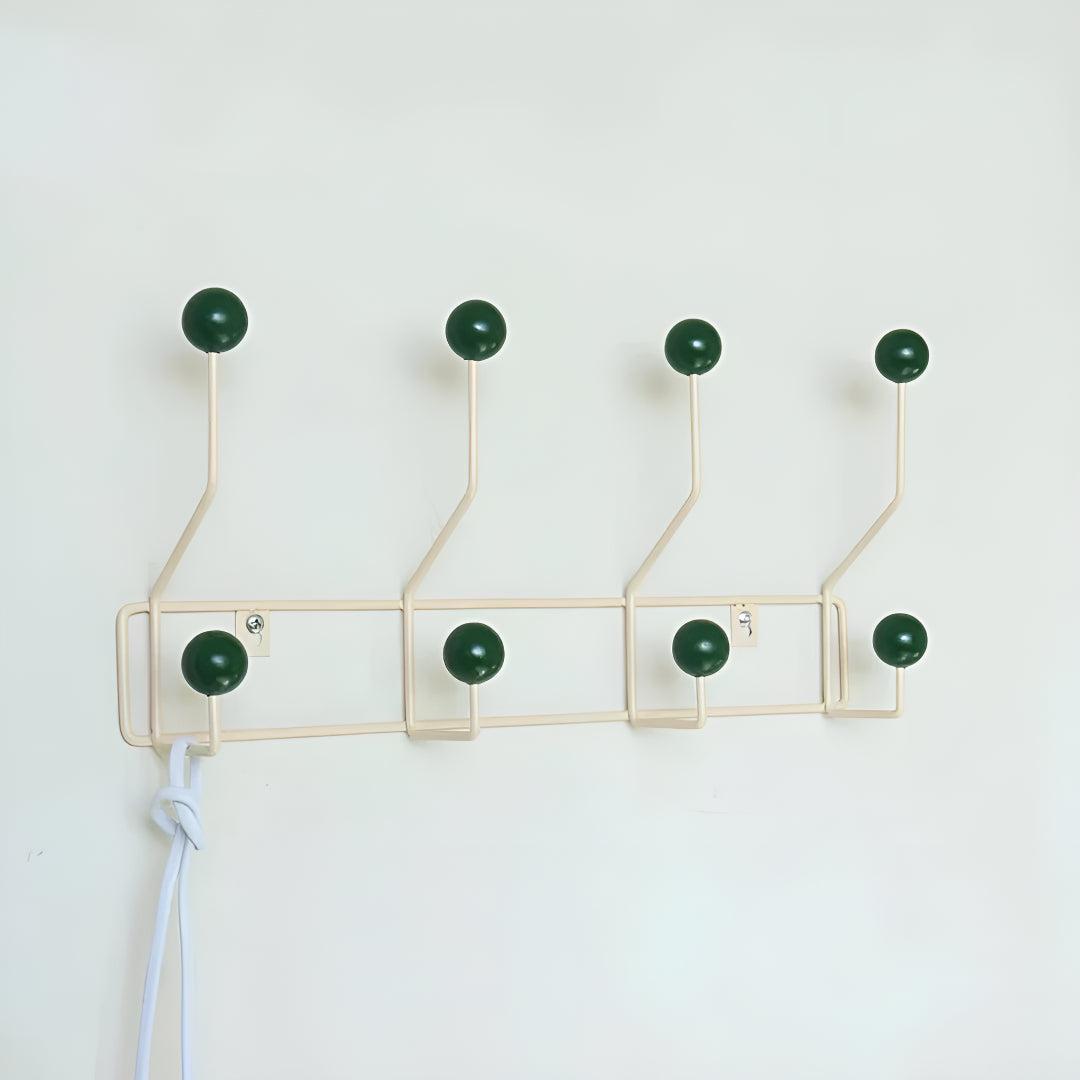 Vintage Wall Mounted Coat Rack With Mid Century Spherical Hanger Hooks
