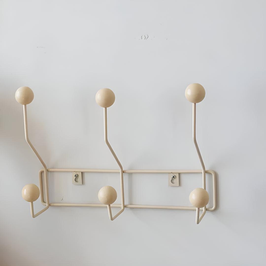 Vintage Wall Mounted Coat Rack With Mid Century Spherical Hanger Hooks