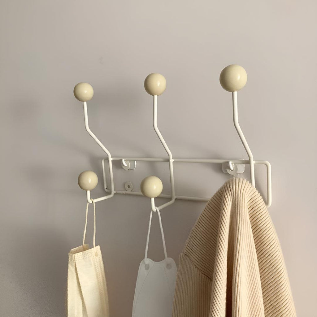 Vintage Wall Mounted Coat Rack With Mid Century Spherical Hanger Hooks