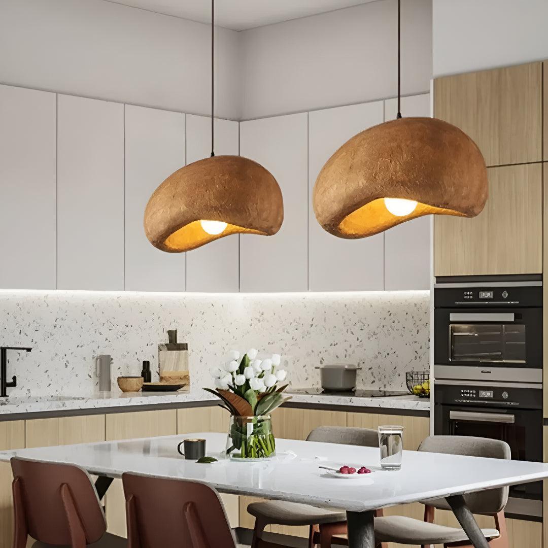 Wabi Sabi Styled Pendant Light Fixture With Asymmetrical Silhouette
