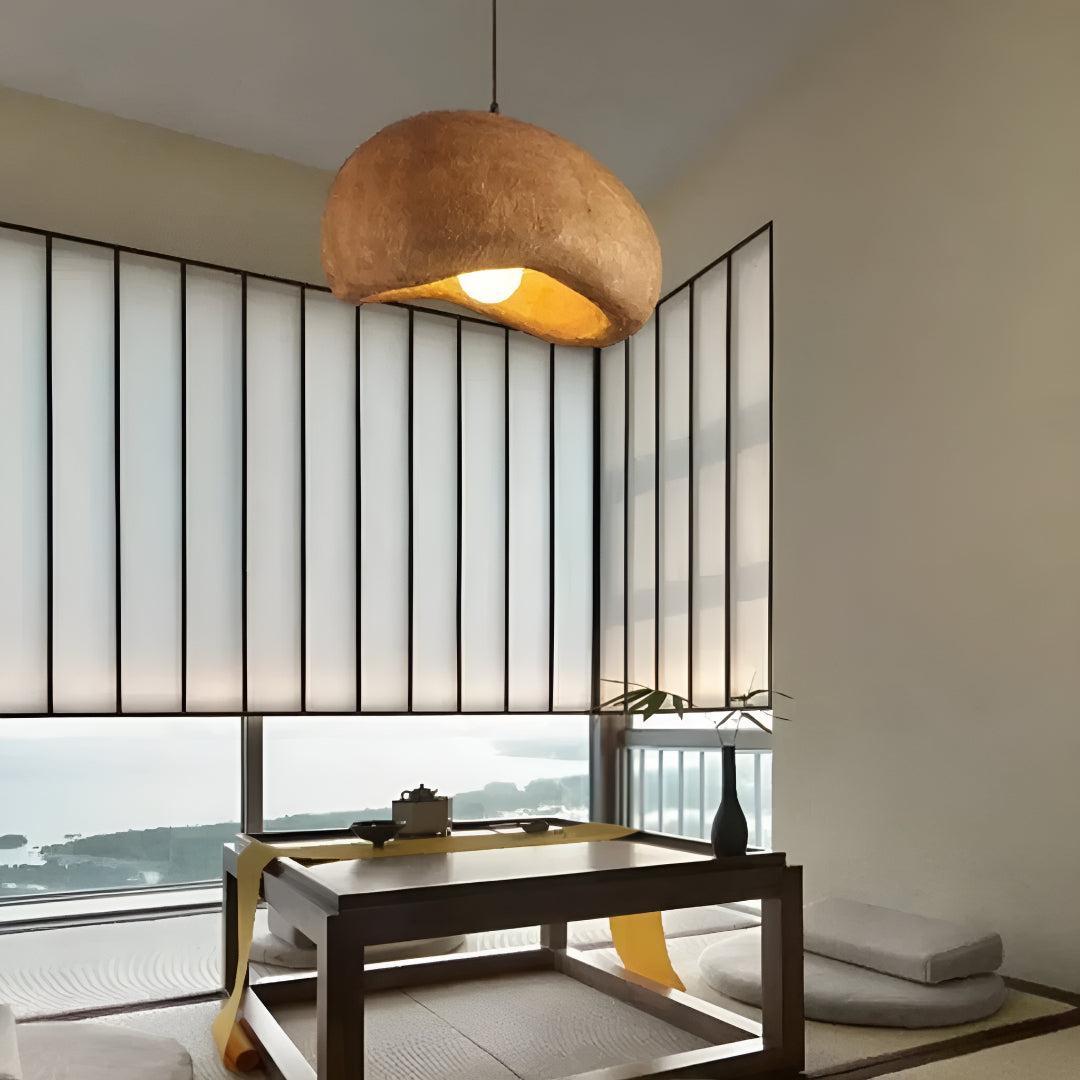 Wabi Sabi Styled Pendant Light Fixture With Asymmetrical Silhouette