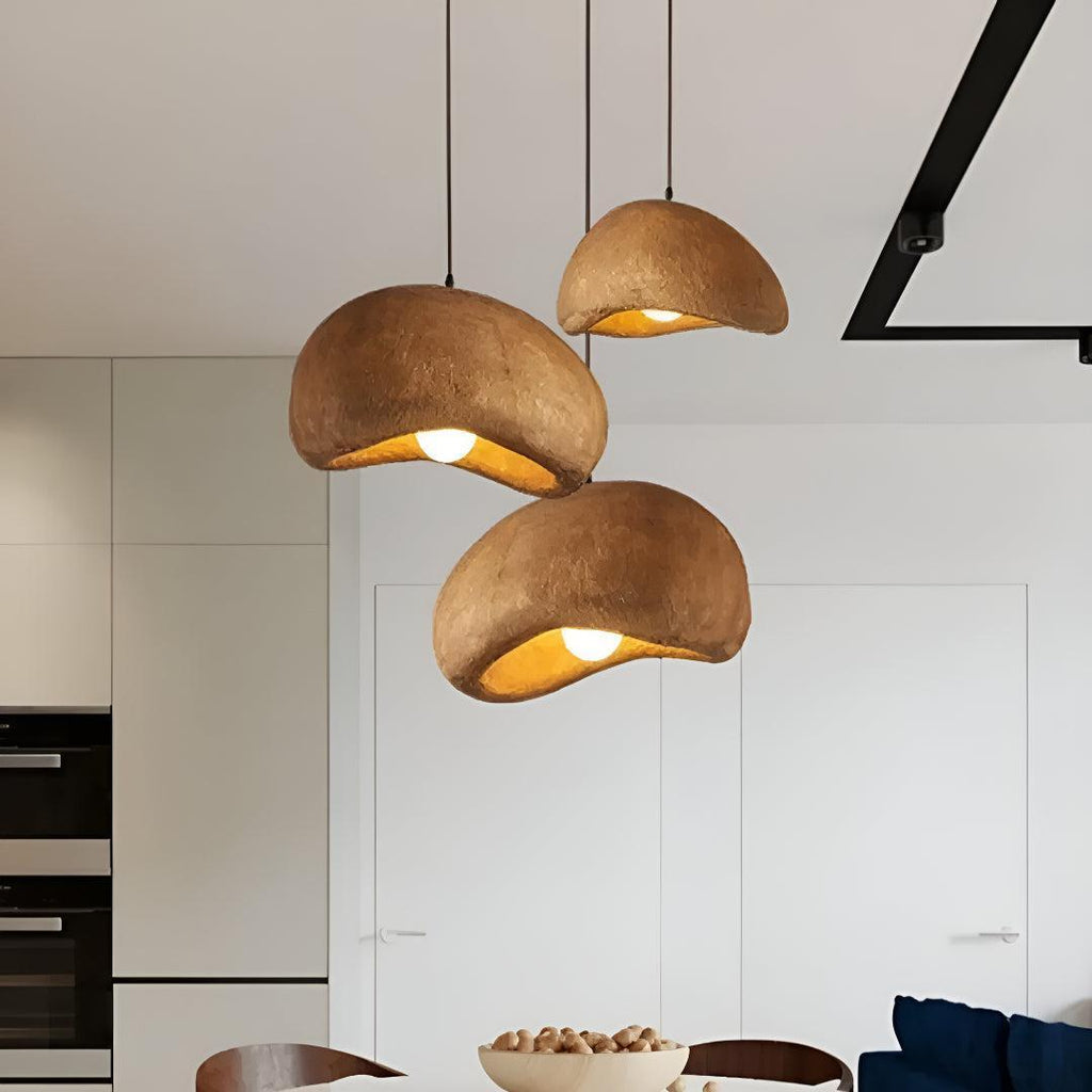Wabi Sabi Styled Pendant Light Fixture With Asymmetrical Silhouette