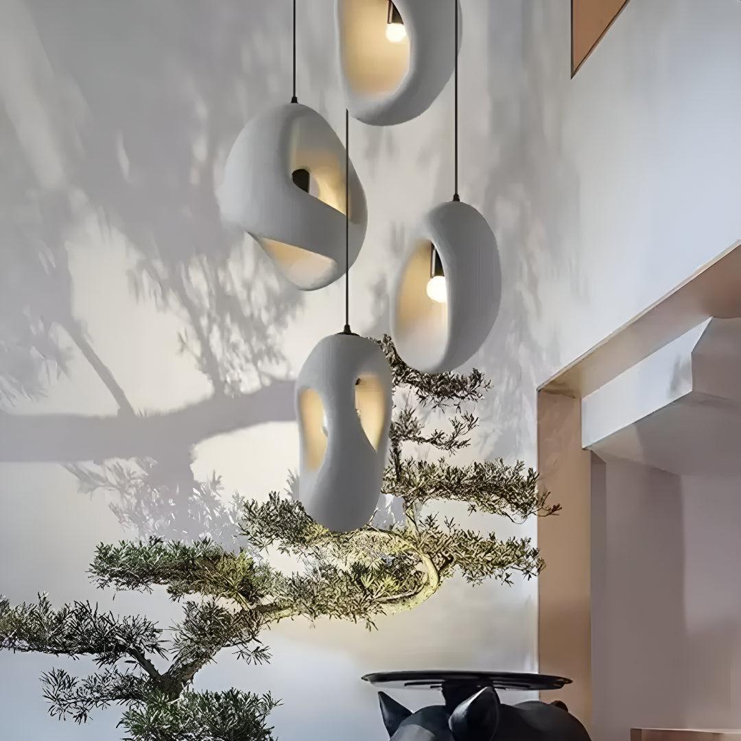Wabi Sabi Styled Pendant Light Fixtures With Ambient Sculptural Illumination