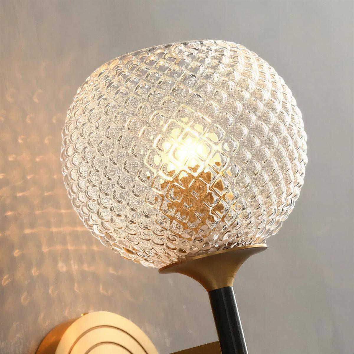 Wall Light Sconce With Textured Glass Globe