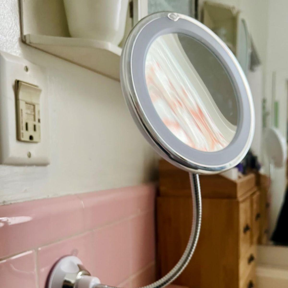 Wall Mounted Bathroom Vanity Mirror With 10x Magnification And Bright Surround Lights