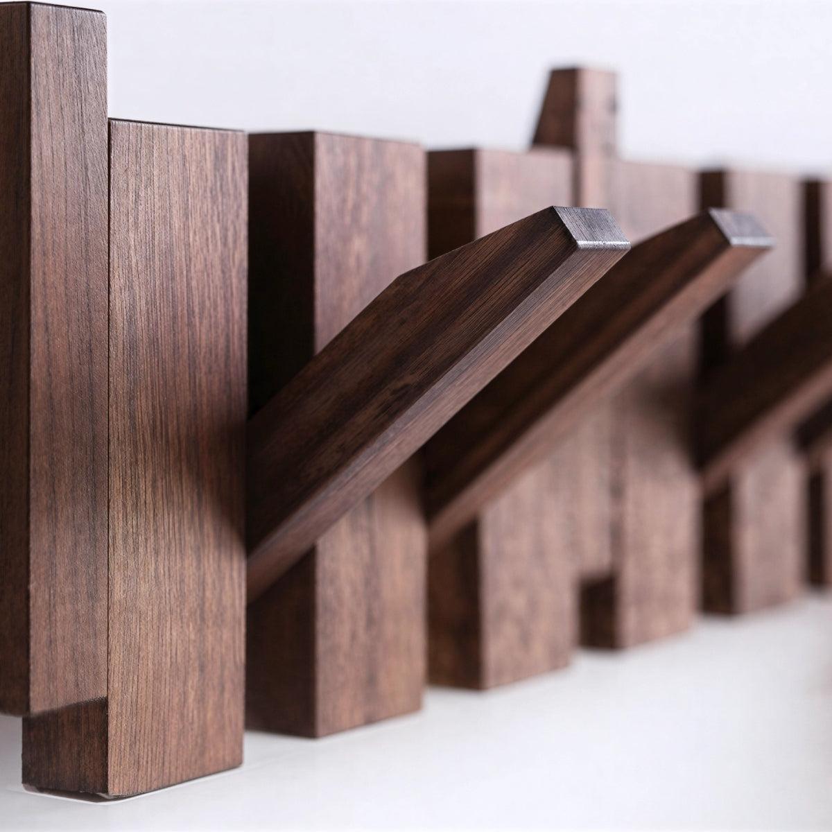 Wall Mounted Coat Rack With Piano Style Hooks And Key Holder For Entryway