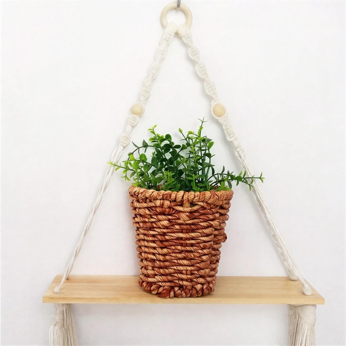 Wall Mounted Hanging Shelf For Hanging And Decor With Boho Design