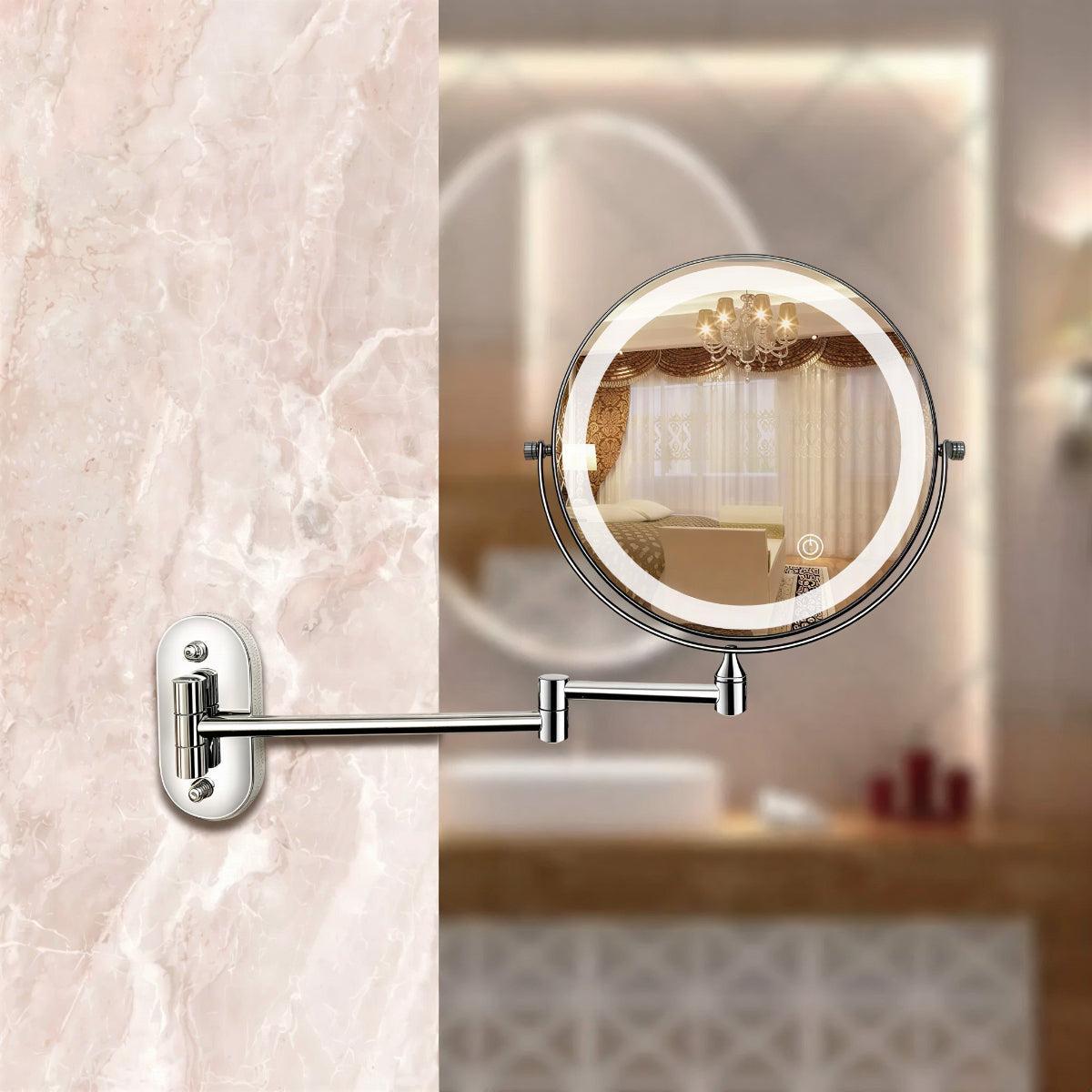 Wall Mounted Magnifying LED Makeup Vanity Mirror With Rechargeable Backlight