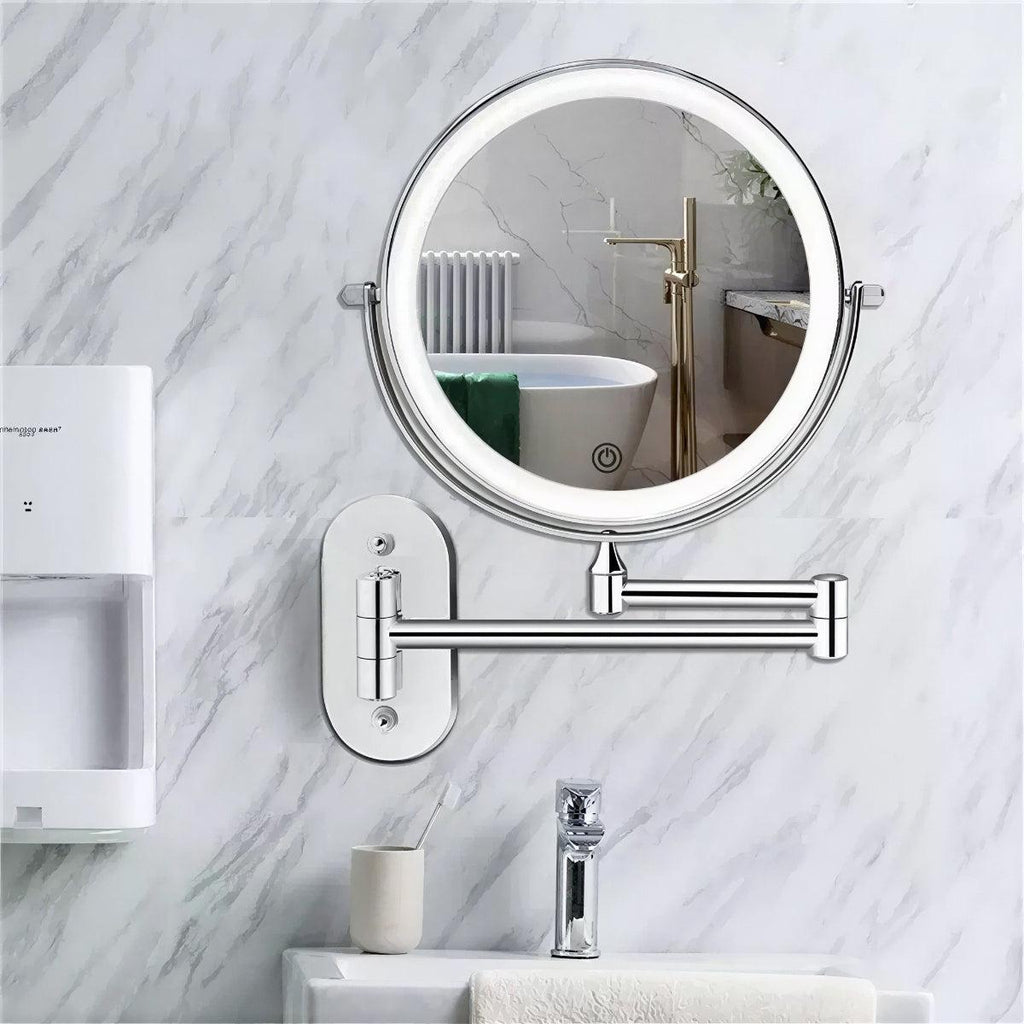 Wall Mounted Magnifying LED Makeup Vanity Mirror With Rechargeable Backlight