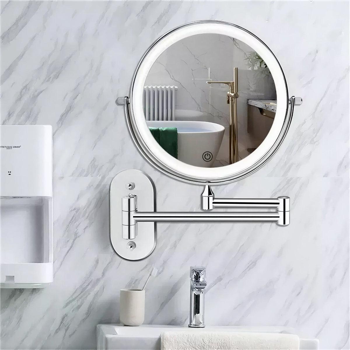 Wall Mounted Magnifying LED Makeup Vanity Mirror With Rechargeable Backlight