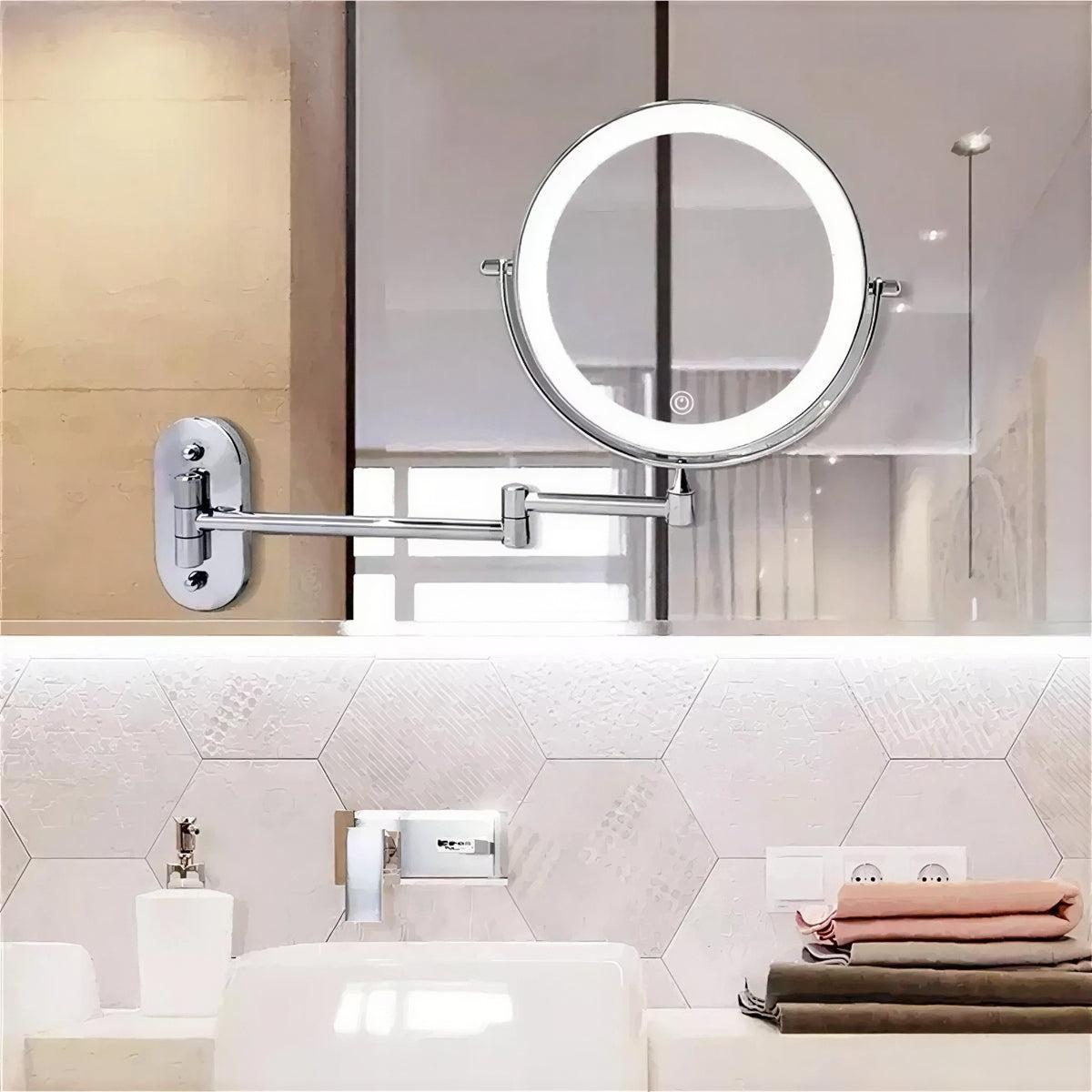 Wall Mounted Magnifying LED Makeup Vanity Mirror With Rechargeable Backlight