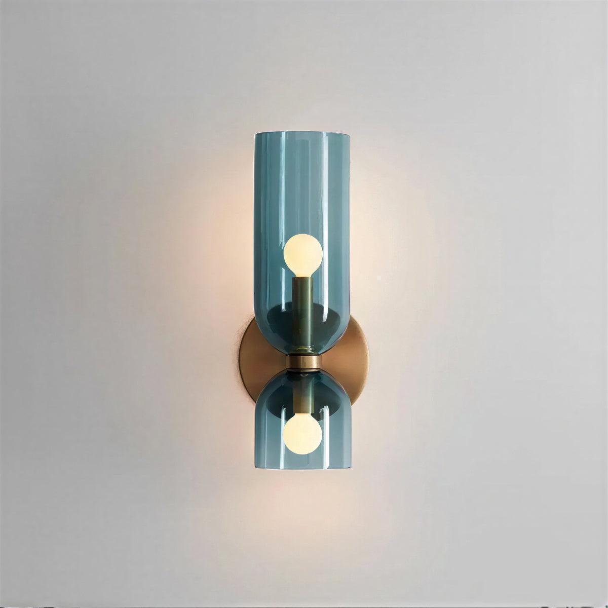 Wall Sconce Light Fixture With Dual Glass Shade