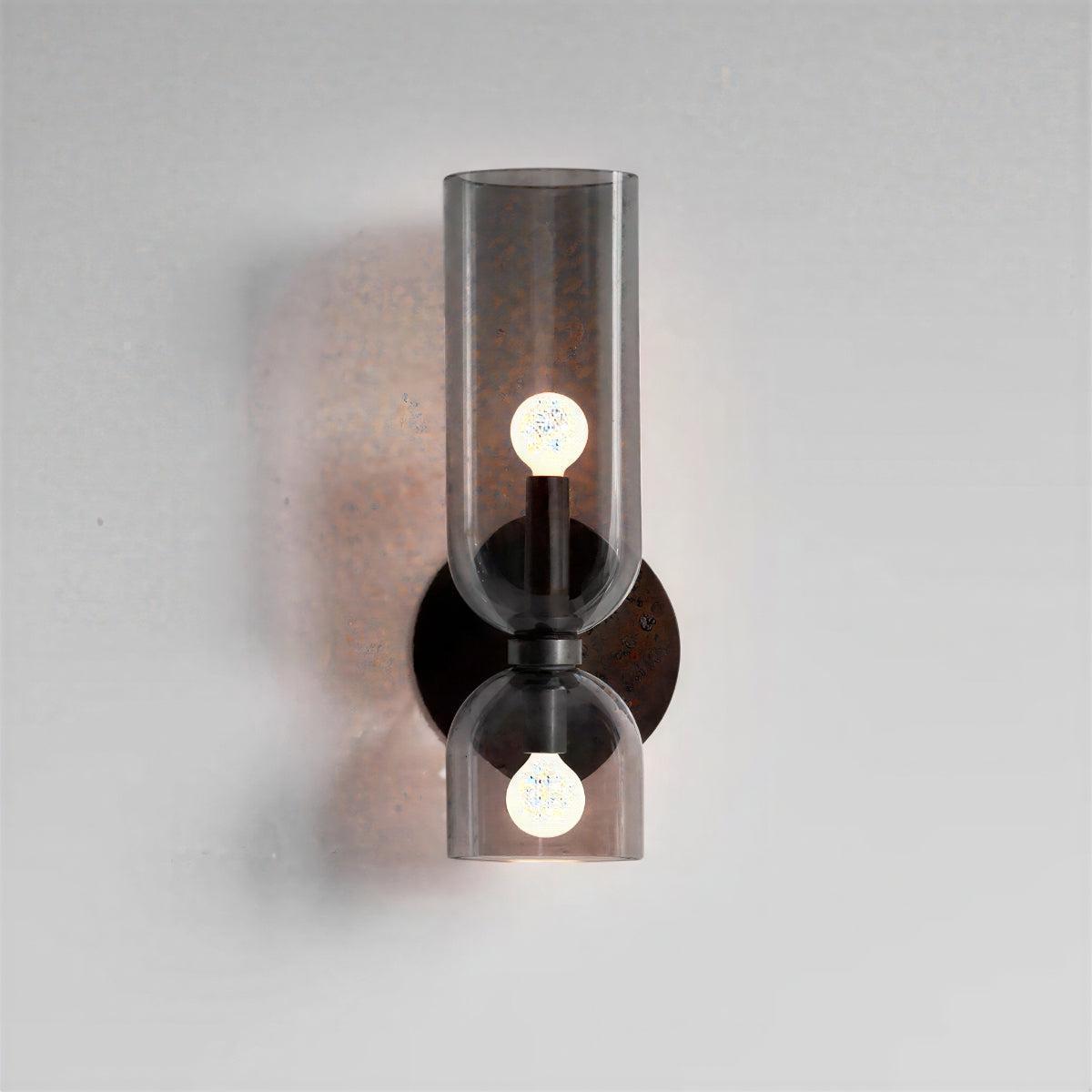 Wall Sconce Light Fixture With Dual Glass Shade