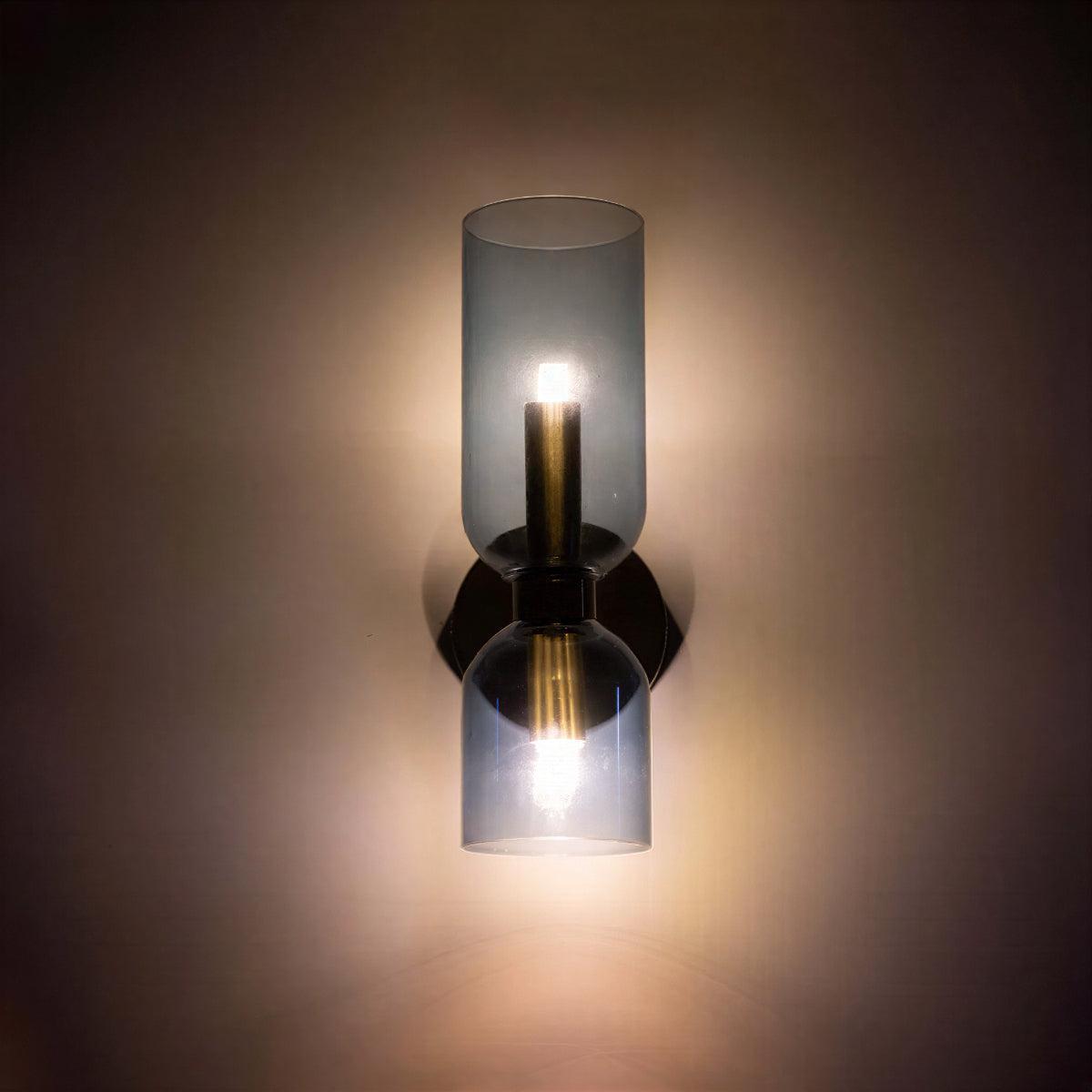 Wall Sconce Light Fixture With Dual Glass Shade