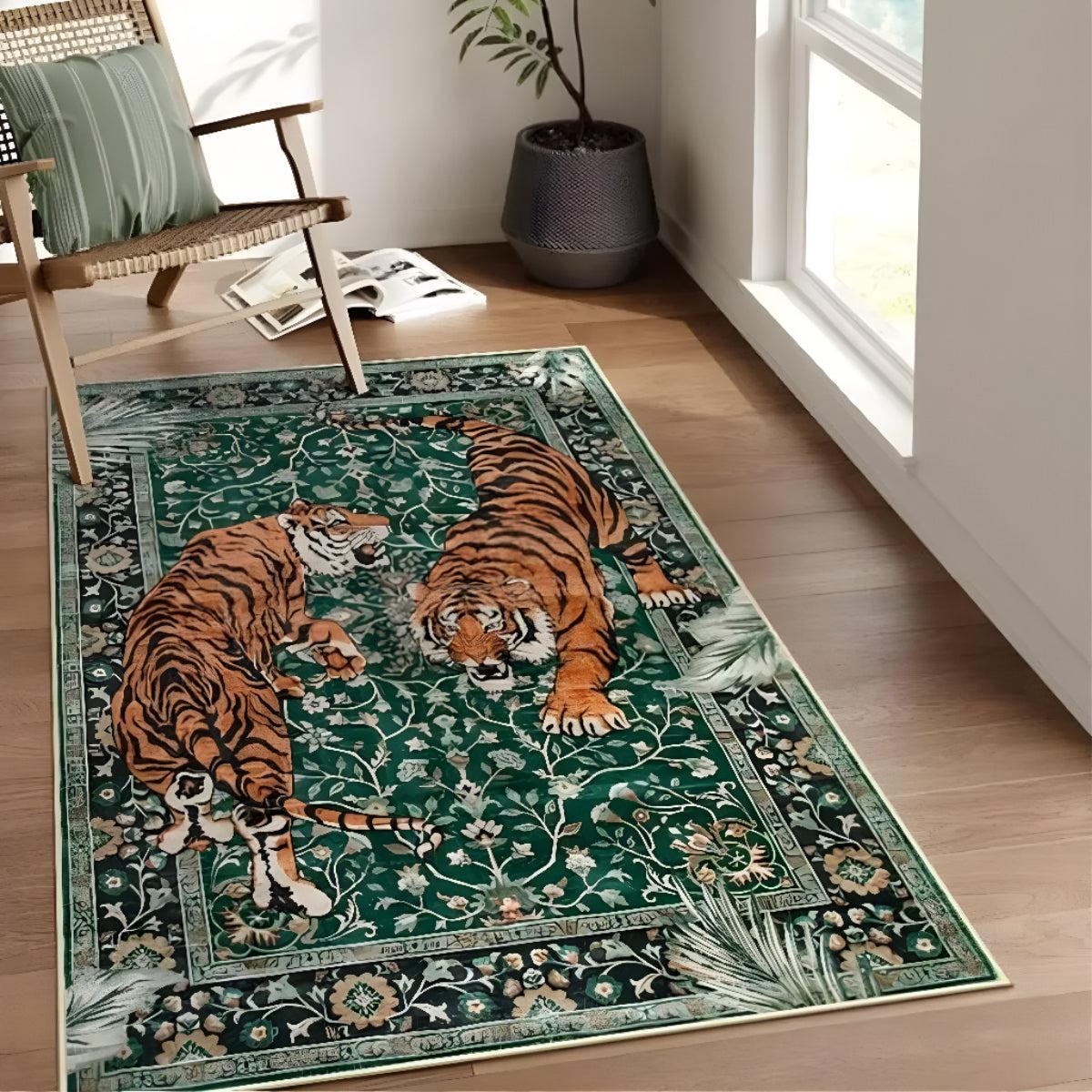 Washable Tiger Print Rug For Living Room