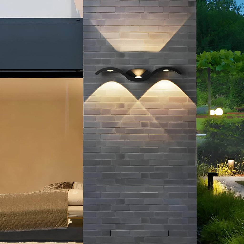 Wavey Seagull Indoor Outdoor LED Wall Light Fixture