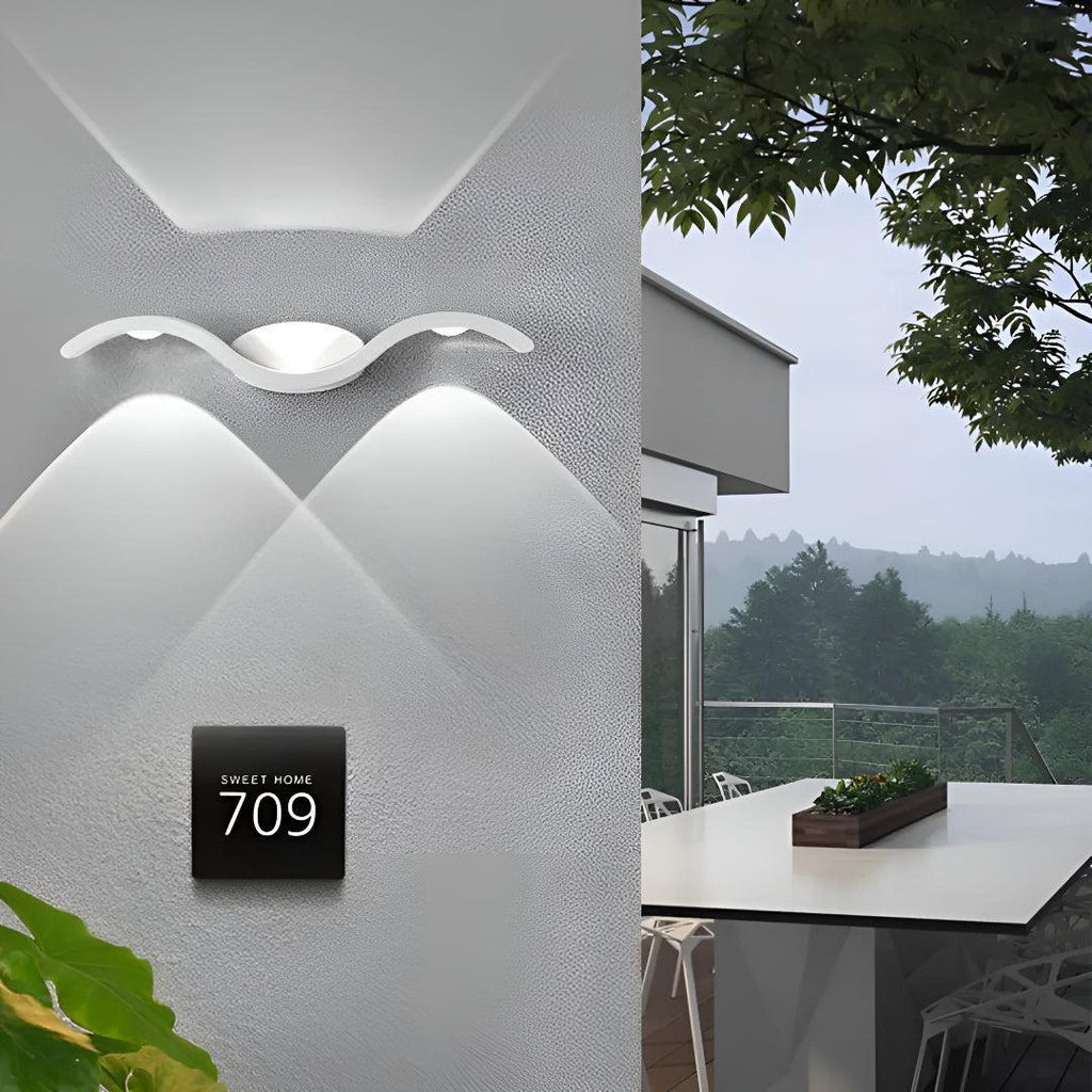 Wavey Seagull Indoor Outdoor LED Wall Light Fixture