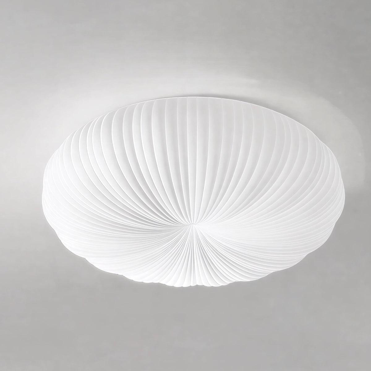 White Radial Pleated Donut Ceiling Light Fixture With Dimmable Remote